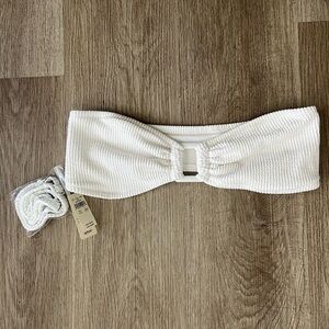 Aerie White Swimsuit Bandeau Bikini Top Large NWT
